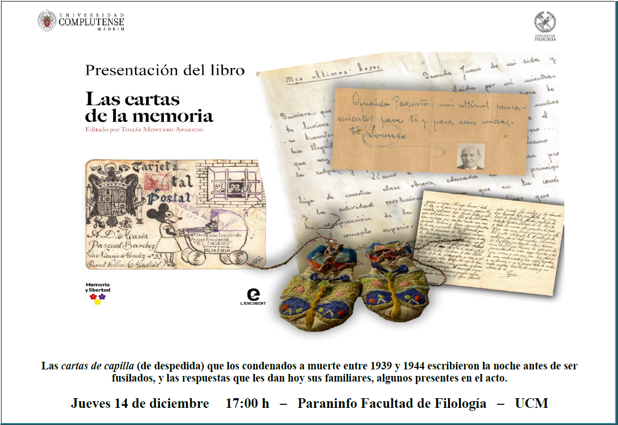 14/12/2023 a las 17:00: Presentación del libro "Las cartas de la memoria"